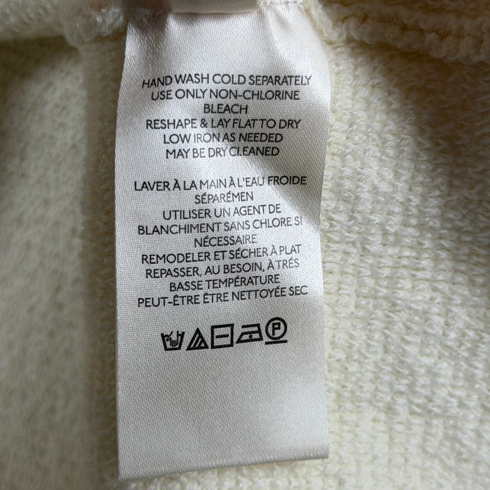 Free People Ottoman Slouchy Tunic Sweater‎ XS Ivory Ribbed Mock Neck Pullover